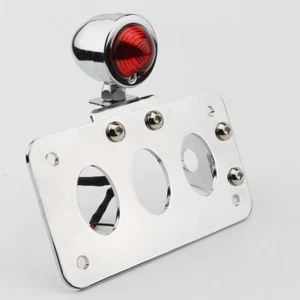 Side Mount Motorcycle License Plate Bracket Brake Tail Light Chrome For Harley - Picture 1 of 8