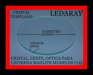 CRISTAL LENTE OPTICA PARA LINTERNAS MAGLITE STANDAR,MODELOS:CyD CRISTAL TEMPLADO - Imagen 1 de 4