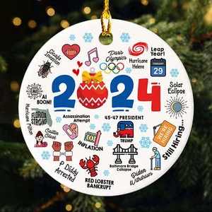2024 Event Christmas Ornament, Major Notable Events Ornament, Trump Won Decor - Picture 1 of 4