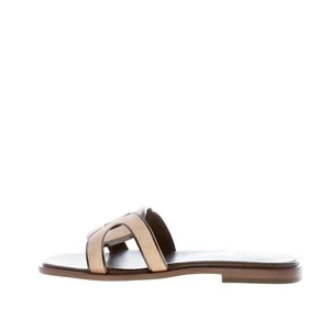 TOD'S Damenschuhe sandbeige Wildleder flache Rutschsandale Verwobenes Kettenband - Bild 1 von 8