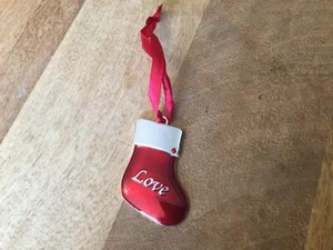 Harvey Lewis Swarovski Crystal Love Red Stocking Metal Christmas Ornament - Picture 1 of 2