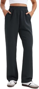 Wide Leg Pants Sweatpants with Convenient Pockets, High Rise, Drawstring Closure - Picture 1 of 69