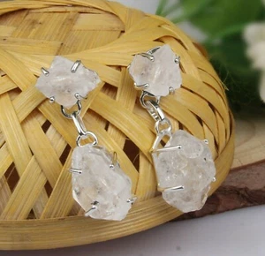 Herkimer Diamond Sterling Silver Drop Earrings Handmade Healing Crystal Jewelry - Picture 1 of 5