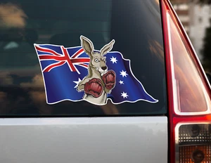 Boxing Kangaroo Flag Car Sticker Decal Australia Day Aussie Pride Spirit Symbol - Bild 1 von 5
