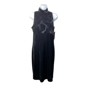 Vintage Reggio Women Black Velvet Cocktail Dress Sz 10 Witchy Whimsigoth NWT - Picture 1 of 3