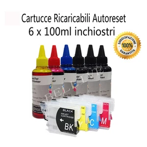 KIT 4 Cartucce Ricaricabili per Brother LC980 LC1100 DCP 197C 365CN 375CW 385C - Foto 1 di 1