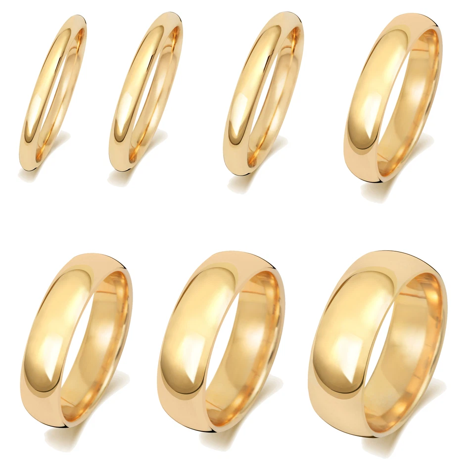 Alliance Homme/Femme Confort Or Jaune 9 k/carat 2, 2.5, 3, 4, 5, 6, 7, 8mm - Photo 1/1