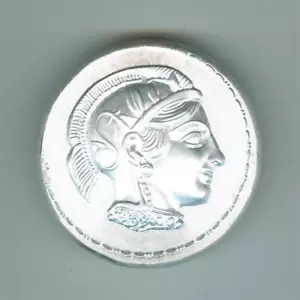 ATHENA AND OWL TETRADRACHM 2 OZ .999 HIGH RELIEF SILVER ROUND GEM BU - Picture 1 of 4