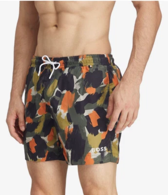 Boss Hugo Boss Swim Trunks Abstract Mid-Century Camo sz L New Quick Dry - Image 1 of 4