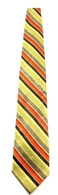 Corbata Hombre Romario Manzini Verde Naranja Marrón 100% Poliéster Estilo Retro Foto 1 de 4