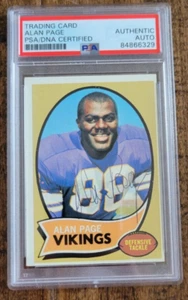 1970 TOPPS SIGNED ROOKIE CARD ALAN PAGE VIKINGS BEARS NOTRE DAME 59 HOF PSA DNA - Picture 1 of 1