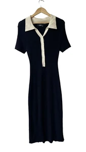 Cider Fitted Midi Dress 2XL NWT Twee Collar Festival Preppy Academia Knit Ribbed - Picture 1 of 11