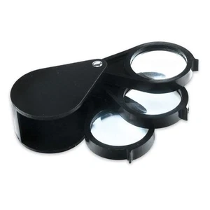 2PK 5X 10X 15X Triple Folding Pocket Magnifier Eye Loupe 1.25" Magnifying Lens - Picture 1 of 1