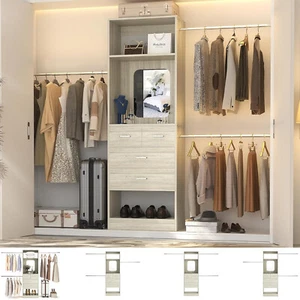 8FT Walk-in Closet Organizer System with 4 Drawers and 3 Extendable Hanging Rods - Picture 1 of 8
