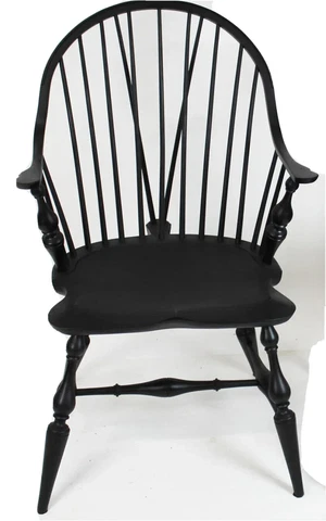 Benchmade Continuous Windsor Chair Arm Chair with Brace Back in Black Finish Cover