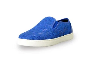 Dolce & Gabbana Women's Blue Lace Leather Slip On Loafers Shoes US 7 IT 37 - Picture 1 of 8