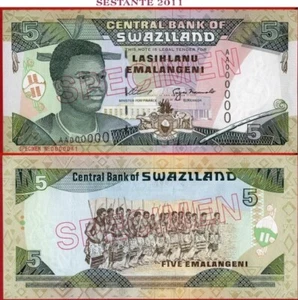 SWASILAND 5 EMALANGENI nd 1995 -- PROBEN -- P 23s UNC kostenloser Versand ab 100 $ - Bild 1 von 3