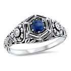 Genuine Sapphire Art Nouveau Style 925 Sterling Silver Classic Design Ring  960x
