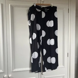 Joanna Hope Black & White Spotty Flared Trousers - Picture 1 of 5