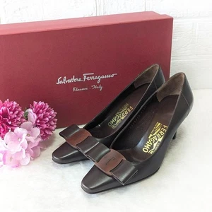 Women 4.5US Ferragamo Shoes Size Vara Ribbon Pumps Brown Limited Edition VHTF Ra - Picture 1 of 11