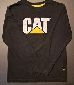 CAT Caterpillar Logo Long Sleeve Shirt Black Youth Size S/P (8) Pre-owned - Picture 1 of 6