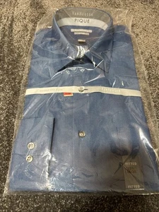 Pique Van Heusen Fitted Pinpoint Oxford Dress Shirt 15 1/2 34/35 Wrinkle Free - Picture 1 of 5