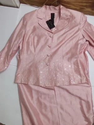Traje de Vestido KIR 100% Seda 2 Piezas Ocasión Especial Talla 12 Rosa Foto 1 de 4