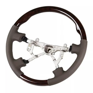 Volante con agarre de cuero de grano de madera oscura para Land Cruiser 100 1998-2002 - Imagen 1 de 3