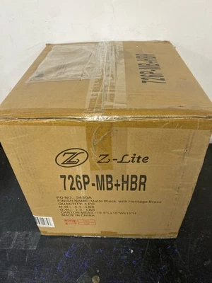 Кулон широкий Z-Lite 726P-MB+HBR Z-Studio 13 дюймов - матовый черный / латунь Heritage - Изображение 1 из 2