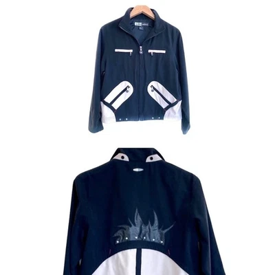 Jamie Sadock Chaqueta Mujer Pequeña Negro Crema Colorblock Cremallera Completa Golf  Foto 1 de 4