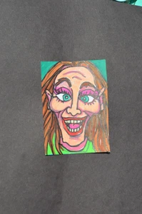 ACEO Original Art Enthusiasm Horror Mixed Media Not a print - Bild 1 von 3