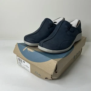 Clarks Womens 10 W Unstructured Leather Slip-On Comfort Shoes - Picture 1 of 9