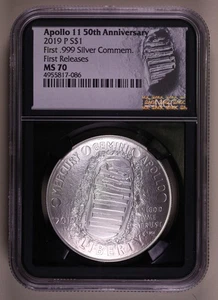 2019 $1 Apollo 11 Commemorative Silver Dollar NGC MS70 ***RARE ORIGINAL COIN*** - Picture 1 of 4