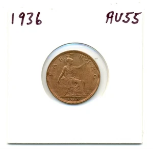 Great Britain. Farthing. 1936 choice About Uncirculated Reddish Brown - Picture 1 of 2