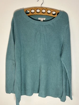 Suéter Pullover Tejido Azul 100% Algodón Coldwater Creek Para Mujer Talla 1X Foto 1 de 4