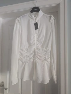 Next Vintage Romantic Style Sheer Hook N Eye Fastening Cream blouse Size 10 BNWT - Picture 1 of 22