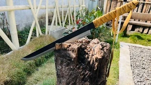 20-Inch blade Bushcraft Tool | High Carbon Steel Blade | Leather-Wrapped Handle - Picture 1 of 11
