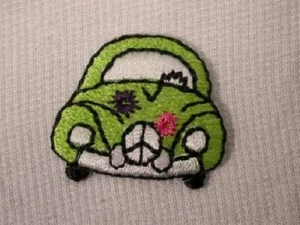 Peace Love Hippie Flower Green Car Iron On Patch Applique 1 Inch - Picture 1 of 1