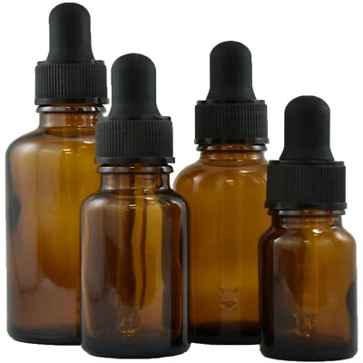 PEBBLE ELEVEN Small-Large Glass Dropper Pipette Bottle Aromatherapy Oil Serum Drop Empty Amber