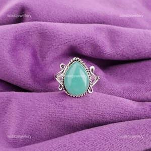 Natural Amazonite Promise Band Handcrafted Ring Jewelry Size All Size 925 Silver - Picture 1 of 9
