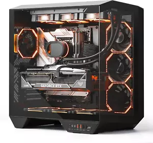 Full-Tower ATX Gaming PC Case, Back Plug-In Motherboard, Dual-Chamber, Panoramic - Picture 1 of 8