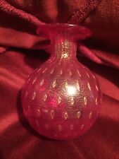 Vintage Murano Venetian trumpet bud vase Red with Gold specks controlled bubble