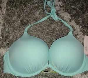 VS Hardware Logo Bombshell Push Up Swim Top NEU 36c Minty Aqua - Bild 1 von 3