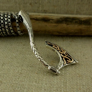 PETRICHOR Sterling Silver & Bronze Norse Forge Viking Axe Pendant Keith Jack - Bild 1 von 3