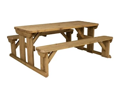 ARBOR GARDEN SOLUTIONS Picknicktisch und Bank Set Holz Outdoor Gartenmöbel, Abies abgerundet
