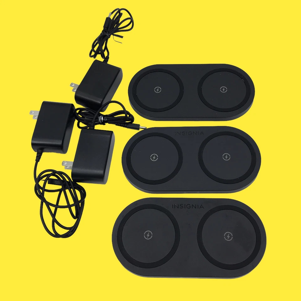 LOT OF 3 Insignia Universal Dual Qi Wireless Charging Station NS-MWPC10K2 #8333 - Image 1 of 4