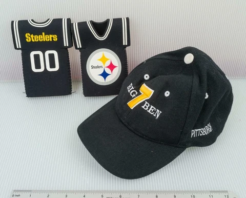 Pittsburgh Steelers Ben Roethlisberger #7 Hat & Drink Can Cooler "Shirts" Cover