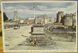 Irish Postcard The TREATY STONE River Shannon LIMERICK Ireland PC DeLuxe 117 - Picture 1 of 2