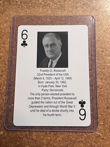2011 Arcturus LLC The Presidents Playing Cards #6 de Clubs Franklin D. Roosevelt - Imagen 1 de 2