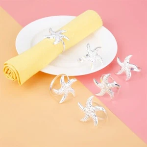 6x Starfish Napkin Rings Serviette Holder Table Wedding Party Favor Decoration - Picture 1 of 12